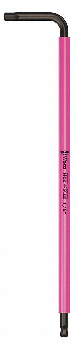 WERA Hex Key: 1 Ball Ends, 1/8 in Tip Size, SAE, Long, Alloy Steel, Black Oxide, 4 7/8 in Handle Lg (MPN 05022632001). Key specifications — attr1205521: WERA; attr1205526: Black Oxide.