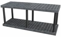STRUCTURAL PLASTICS Plastic Shelving: 66 in x 24 in, 27 in Overall Ht, 2 Shelves (MPN S6624B). Key specifications — Resistance Properties: Corrosion-Resistant; Frame Material: Plastic; Shelving Material: High Density Polyethylene; Brand: STRUCTURAL PLASTICS.