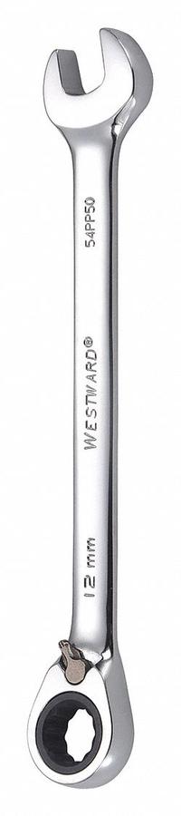 WESTWARD Combination Wrench: Alloy Steel, Chrome, 12 mm Head Size, 6 3/4 in Overall Lg, Offset (MPN 54PP50). Key specifications — attr309600: 12 mm; attr309611: Chrome; attr309610: Alloy Steel; attr309604: Yes; attr309612: No; attr309613: No; attr309615: No; attr324932: WESTWARD.
