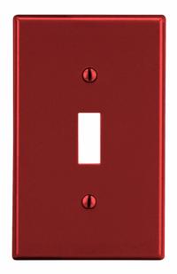 HUBBELL Wall Plate: Toggle, 1 Gang, Red, Std Size (MPN P1R). Key specifications — Brand: HUBBELL; Material: Polycarbonate.