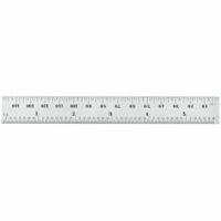 STARRETT Steel Rule, Spring Tempered: C636ME-150, 5 3/4 in / 150 mm, 0.05 in Thick, 0.5 mm/1/64 in. Key specifications — attr939978: 0.5 mm; attr934745: STARRETT; attr944509: Chrome; attr939993: Decimal; attr986193: Etched.