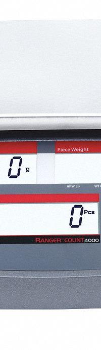 OHAUS Industrial Bench Scale: 11 7/8 in x 8 7/8 in, Not IP Rated, Integrated, Stainless Steel (MPN R41ME15). Key specifications — attr1341383: USB; attr1341384: 0.001 lb/0.5 g; attr1341400: OHAUS; attr1383935: Stainless Steel.