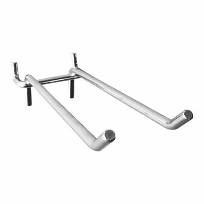 APPROVED VENDOR Double Straight Hook, 8 in: 1/4 in Peg Hole, For 1 in Pegboard Hole Spacing - Hooks for Round-Hole Pegboard