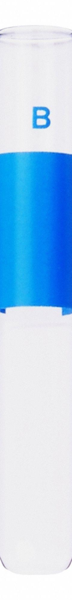 KIMBLE Test Tube: 3 mL, Test Tube, 10 mm Body Dia, 75 mm Overall Ht, Colorless, Round (MPN 60A10BZ3). Key specifications — Graduated: No; Includes Closure: No; Body Color: Colorless; Brand: KIMBLE; Bottom Shape: Round.