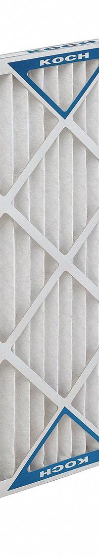 KOCH Pleated Air Filter: 12 in x 12 in x 1 in, MERV 8, Gen Use (MPN 102-700-051). Key specifications — Media Material: Synthetic; Brand: KOCH; Frame or Header Material: Beverage Board.