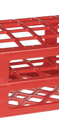 Tube Rack: Polypropylene, Red, (40) Wells, 40 Compartments, Benchtop (MPN HS243071R). Key specifications — Material: Polypropylene; Mounting Location: Benchtop; Color: Red; Product Type: Test Tube Rack; Total Holding Capacity: (40) Wells; Brand: HEATHROW SCIENTIFIC.