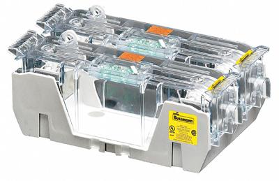 BUSSMANN Fuse Block: Open Block Design, 2 Pole, 250 V AC, Box Lug - Fuse Blocks for UL Class H & K Fuses