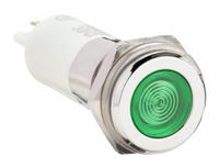 APPROVED VENDOR Flush Panel Light: 12 mm Panel Mounting Hole Dia, LED, Green, Flush Head, H12 (MPN 24M129). Key specifications — Brand: APPROVED VENDOR; Electrical Connection: 0.11 Male Quick Disconnect.