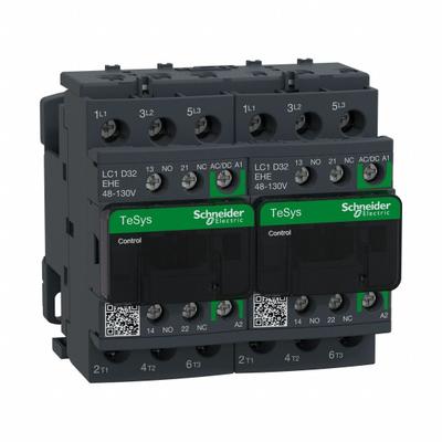 SCHNEIDER Magnetic Contactor: Reversing, 3 Poles, 3NO Contacts, 32 A - Reversing IEC Contactors