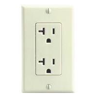 LEVITON Receptacle: Decorator Duplex, 5-20, Ivory, 125V AC, 20 A, 2 Pole / 3 Wire (MPN 16352-I)