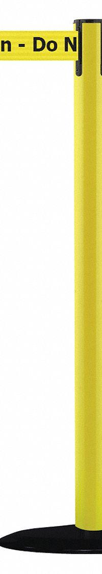 TENSABARRIER Barrier Post with Belt: Yellow, No Pattern, Caution Do Not Enter, 7 1/2 ft Belt Lg (MPN 875-35-STD-NO-YAX-C). Key specifications — attr981468: Cast Iron; attr981465: Yellow; attr981461: TENSABARRIER; attr981440: Plastic; attr981443: Yellow; attr981449: Caution Do Not Enter; attr981448: Black.