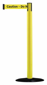 TENSABARRIER Barrier Post with Belt: Yellow, No Pattern, Caution Do Not Enter, 7 1/2 ft Belt Lg (MPN 875-35-STD-NO-YAX-C). Key specifications — attr981468: Cast Iron; attr981465: Yellow; attr981461: TENSABARRIER; attr981440: Plastic; attr981443: Yellow; attr981449: Caution Do Not Enter; attr981448: Black.