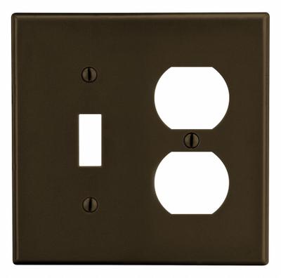HUBBELL Wall Plate: Combo, 2 Gang, Brown - Combination Wall Plates