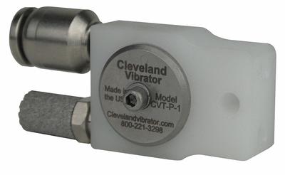CLEVELAND VIBRATOR CO. Pneumatic Vibrator: 24.8 lbf, 20,500 vpm, #10-32 UNF, CVT-P - Sanitary Turbine & Ball Vibrators