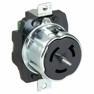 HUBBELL Locking Receptacle: Non-NEMA, Black, 250V AC, 50 A Current Rating, 2 Poles - General Purpose Receptacles