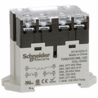 SCHNEIDER Enclosed Power Relay: DIN-Rail & Surface Mounted, 25 A Current Rating, 12V DC, DPST-NO (MPN 725BXXSC3ML-12D). Key specifications — attr211321: SCHNEIDER; attr864598: Square; attr864602: DIN Rail & Top Flange; attr864634: Screw Terminal; attr864642: 725BXXSC3ML-12D; attr869492: 25 A at 240V AC (General Purpose); attr934629: Harmony™ 725 Power Series.