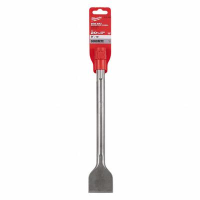 MILWAUKEE Self Sharpening Chisel Bit: 2 in Head Wd, 12 in Overall Lg - Self-Sharpening Chisel Bits for SDS-Max Hammer Drills