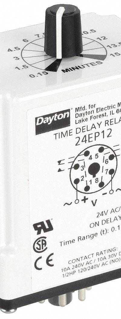 DAYTON Single Function Time Delay Relay: Socket Mounted - Socket-Mounted Relays
