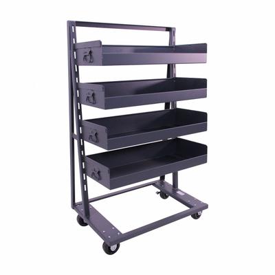 VALLEY CRAFT A-Frame Cart: 2,500 lb, 4 Shelves, Gray, 38 in L x 25 in W x 63 in H - Preconfigured Tray Carts
