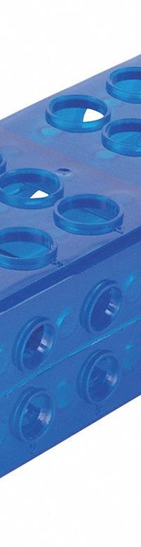 Tube Rack: Polypropylene, Blue, 12 Compartments, Benchtop (MPN 120684). Key specifications — Material: Polypropylene; Mounting Location: Benchtop; Color: Blue; Product Type: Test Tube Rack; Total Holding Capacity: (18) Wells (Side D); Brand: HEATHROW SCIENTIFIC.