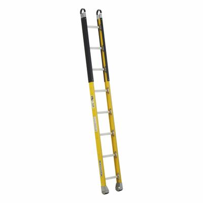 WERNER Straight Ladder: 8 ft Ladder Size, Fiberglass, 375 lb Load Capacity, 20 lb Wt - Manhole Non-Conductive Fiberglass Ladders