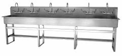 SANI-LAV Wash Station: 45 in Overall Ht, 117 in Bowl Lg, 8 in Bowl Dp, 2 gpm Flow Rate, 16 ga (MPN 512FFL). Key specifications — Includes Side Splash: Side Splash Not Included; Brand: SANI-LAV.