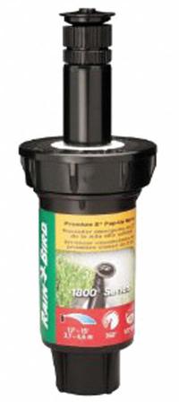 RAIN BIRD Spray Head for Shrubs: Adj, 12 to 15 ft, 2.6 to 3.7 gpm, 25 to 60 psi (MPN 1802VANS). Key specifications — Throw Radius: 12 to 15 ft; Brand: RAIN BIRD; Flow Rate: 2.6 to 3.7 gpm; Pattern: Adjustable; Pressure Range: 25 to 60 psi; Sprinkler Head or Nozzle Type: Pop-Up Spray Head.