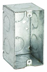 RACO Electrical Box: Steel, Steel Material & Nominal Size, 1 Gangs, 2 1/8 in Box Dp, 2 1/8 in Box Wd (MPN 674). Key specifications — Brand: RACO; Bracket Style: Without Bracket; Clamp Style: Without Clamps.