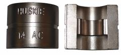HUSKIE TOOLS Upper and Lower Crimping Die: 1/4 in Aluminum/Copper, 2 Sizes, 13D361/13D372, Wire Rope (MPN 14AC). Key specifications — attr511073: Copper and Aluminum Duplex Oval Sleeves; attr511072: Wire Rope; attr473934: HUSKIE TOOLS; attr511069: Blue; attr542116: 1/4 in Aluminum/Copper; attr511066: 13D372.