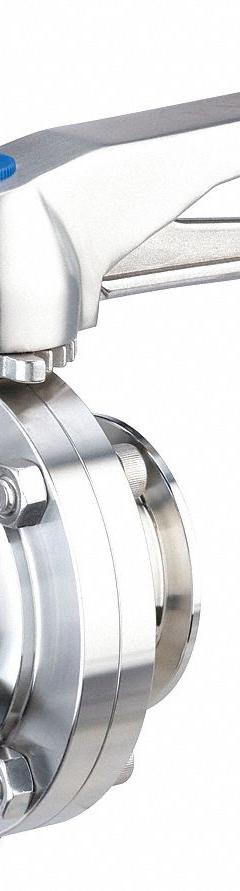 VNE Manual Butterfly Valve: 6 in Pipe Size, Clamp, 145 psi Max. Pressure (CWP), 316L Stainless Steel (MPN 51C-66.0ME/PH). Key specifications — Average Surface Roughness (Ra): ≤ 32 micron; Brand: VNE; Stop Positions: 4; Handle Type: Lever; Body Material: 316L SS; Disc Material: 316L SS.