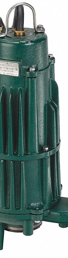 ZOELLER Grinder Pump: Vertical, Three Phase, 2 hp, 208V AC, 45 gpm @ 10' of Head, 1 1/4 in FNPT, NPT (MPN 840-0007). Key specifications — Rated Voltage: 208V AC; Discharge Orientation: Vertical; Hazardous Location Class: Not Rated; Volute Material: Cast Iron; Brand: ZOELLER; Switch: Not Included.