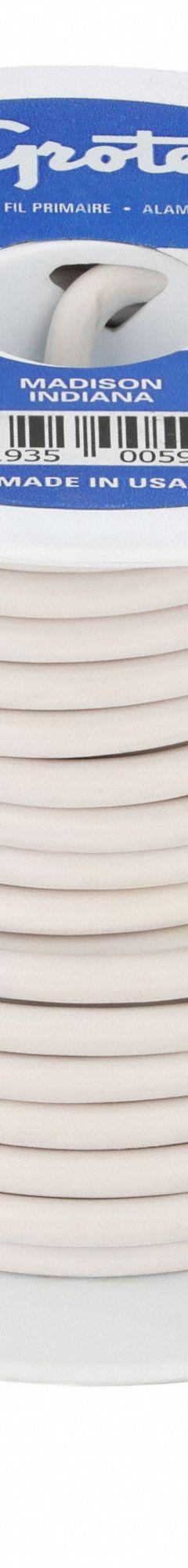 GROTE Primary Automotive Wire: GPT, 25 ft, 1 Conductor, 10 AWG, White, 60 V Volt (MPN 89-5007). Key specifications — Brand: GROTE.