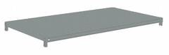 TENNSCO Shelf: 42 in x 24 in, 550 lb Load Capacity, Steel, 22 ga Decking, Gray, Shelf (MPN ZMS-4224). Key specifications — attr7875: Steel; attr7906: (4) Shelf Clips; attr17410: Powder Coated; attr17412: Single Straight; attr17414: Gray; attr17415: Steel; attr37831: TENNSCO; attr37833: Powder Coated.