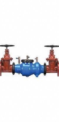 ZURN Double Check Backflow Preventer: 350A, 4 in Pipe Size, 38.25 in Overall Lg, 33°F – 140°F, EPDM (MPN 4-350A). Key specifications — Shut-Off Valve Type: NRS Gate Valve; Connection Type: Groove x Groove.