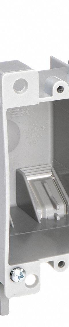 CANTEX Electrical Box: PVC, Nonmetallic Material & Nominal Size, Rectangular, 1 Gangs, 3 in Box Dp (MPN EZ14SOR). Key specifications — Brand: CANTEX; Bracket Style: Flush; Clamp Style: NMSC.