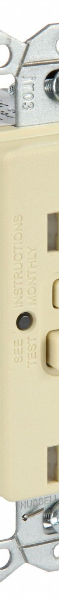 HUBBELL GFCI Receptacle: Duplex, 5-20, Ivory, GFCI, 125V AC, 20 A, 2 Pole / 3 Wire (MPN GFRTR20I)