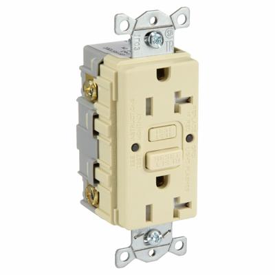 HUBBELL GFCI Receptacle: Duplex, 5-20, Ivory, GFCI, 125V AC, 20 A, 2 Pole / 3 Wire (MPN GFRTR20I) - General Purpose Receptacles