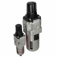 SMC Filter Regulator: AW-D Series, 1/2 in G, 5 micron, 1 MPa Max Op Pressure, Auto Drain (MPN AW40-F04-D). Key specifications — attr109419: SMC; attr109429: Die-Cast Aluminum; attr109463: Yes; attr109468: AW-D.
