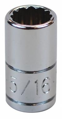 SK PROFESSIONAL TOOLS Socket: SAE, 1/4 in Drive Size, 5/16 in Socket Size, 12-Point, Std, Chrome (MPN 43910). Key specifications — attr1204417: SK PROFESSIONAL TOOLS; attr1204392: Chrome.