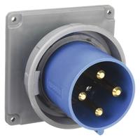 HUBBELL Pin and Sleeve Inlet: Blue, 250V AC, Three Phase, 100 A, 3 Pole, 4 Wire, IEC Grounding (MPN HBL4100B9W). Key specifications — Brand: HUBBELL.