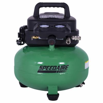 SPEEDAIRE Portable Air Compressor, Oil Free, 1.5HP, 6 Gal, Pancake, 3.0CFM@90 PSI - Hand Carry Portable Electric Air Compressors