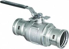 VIEGA MEGAPRESS Manual Two-Way Ball Valve: 2 1/2 in, Carbon Steel, Press x Press, Two-Piece, Lever (MPN 86790). Key specifications — Brand: VIEGA MEGAPRESS; Handle: Locking Lever.