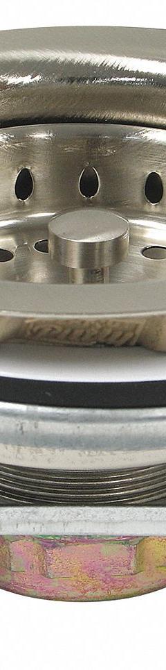PERFECT PUTTY Strainer: Stainless Steel, Brushed Nickel, 2 1/2 in Overall Ht, 4 1/2 in Overall Dia (MPN 59-3142). Key specifications — Product Type: Sink Drain; Brand: PERFECT PUTTY; Finish: Brushed Nickel; Material: Stainless Steel; Includes: Mounting Hardware.
