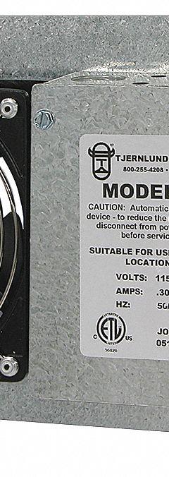 Crawl Space Fan: Exhaust, 110 cfm Max Airflow, 1 Fans, 20 W, For 6 in x 8 in Cutout HxW, 120V AC (MPN V1). Key specifications — Includes Dehumidistat: No; Nameplate Voltage: 120V AC; Includes: Thermostat; Brand: TJERNLUND; Nominal Voltage: 115V AC; Number of Fans (Broad): Single Fan.