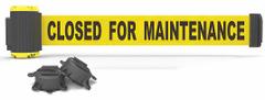 BANNER STAKES Magnetic Retractable Belt Barrier: Magnet, 7 ft Belt Lg, Maint & Cleaning Messaging (MPN MH7006). Key specifications — attr981520: Black; attr981527: Black; attr193646: BANNER STAKES; attr981511: Yellow.