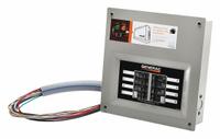 GENERAC Upgradable Manual Transfer Switch: Single Phase, 120/240V AC, 50 A Current Rating, 16 Spaces (MPN 9854). Key specifications — Includes: 12 in Pre-Wired Whip; Brand: GENERAC; Prewired: Yes; Rated Voltage: 120/240V AC.