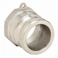 Cam and Groove Adapter: 1 1/2 in Coupling Size, 1-1/2 in -11-1/2 Thread Size, 2 5/32 in Overall Lg (MPN 3LX10). Key specifications — Thread Size: 1-1/2 in -11-1/2; Fitting Type: FNPT; Includes Locking Arm: No; Body Material: 316 Stainless Steel; Brand: APPROVED VENDOR.