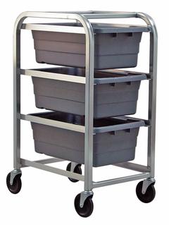 QUANTUM STORAGE SYSTEMS Tub Cart: 600 lb, 3 Bins/Tubs, Gray, 27 in L x 19 in W x 41 in H, Gray (MPN TR3-2516-8GY). Key specifications — Color: Gray; Caster/Wheel Configuration: (4) Swivel; Bin Color: Gray; Brand: QUANTUM STORAGE SYSTEMS.