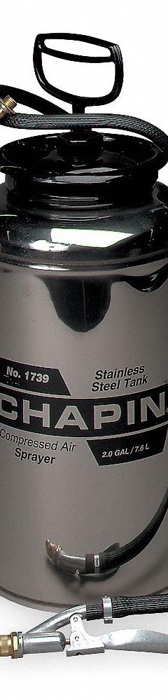 CHAPIN Handheld Sprayer: Spot, 3 gal Tank, Stainless Steel Tank, 25 ft Max Spray Distance, 60 psi (MPN 1750). Key specifications — Brand: CHAPIN; Chemical Compatibility: Oils and Lubrication; Tank Material: Stainless Steel.