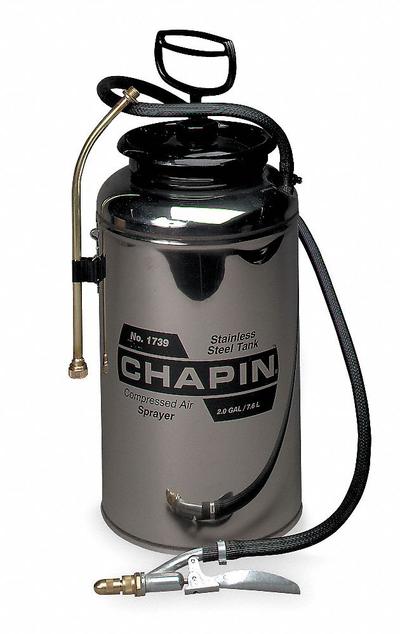 CHAPIN Handheld Sprayer: Spot, 3 gal Tank, Stainless Steel Tank, 25 ft Max Spray Distance - Cleaning & Degreasing Sprayers